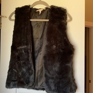 BCBGeneration Black Faux Fur Vest
